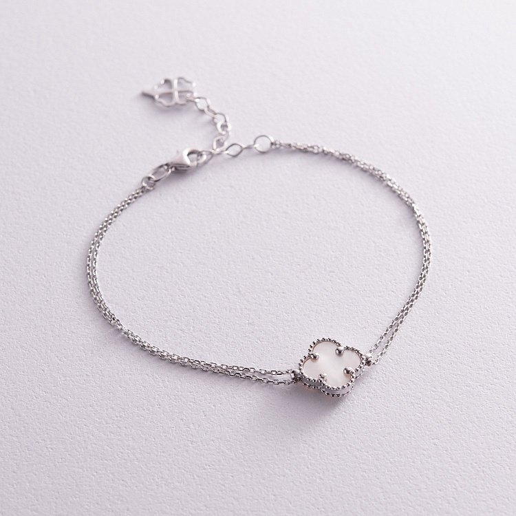 Браслет "Клевер" из белого золота (перламутр) б04907 от ювелирного магазина Оникс