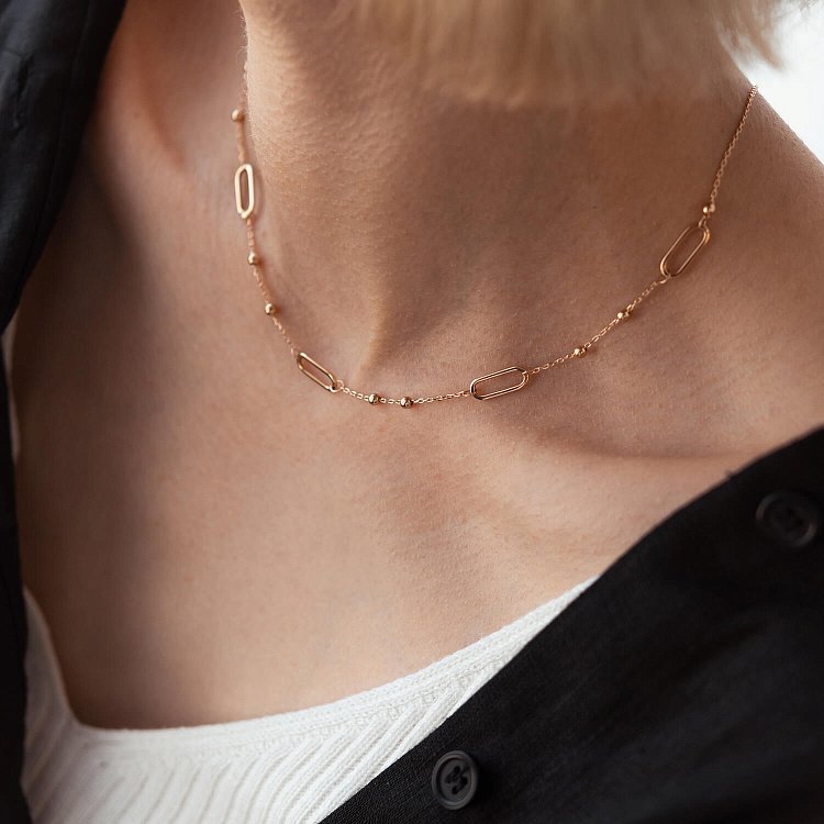 Колье - цепочка "Шарики" в красном золоте кол02224 от ювелирного магазина Оникс - 8