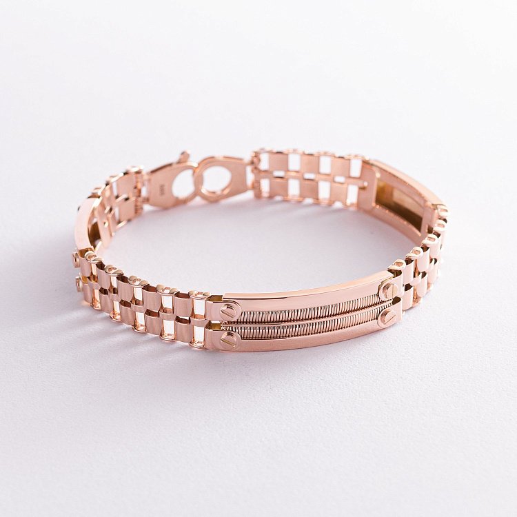 Мужской браслет в красном золоте б05013 от ювелирного магазина Оникс