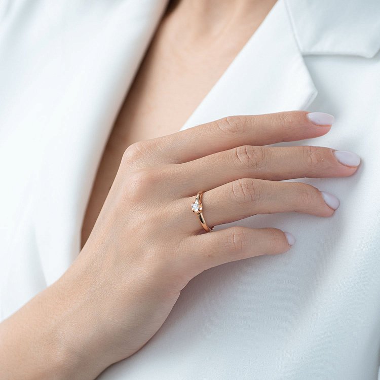 Золотое помолвочное кольцо (бриллиант) кб0228 от ювелирного магазина Оникс - 3