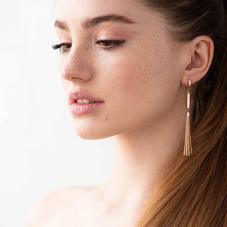 Висячі сережки в червоному золоті с06874 від ювелірного магазину Онікс - 1