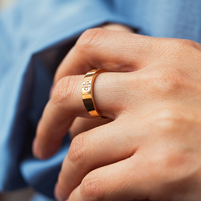 Кольцо "Клевер" в красном золоте (фианиты) к07634 №2