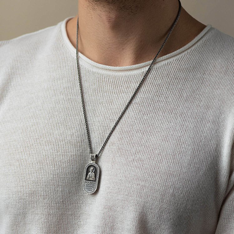 Срібний кулон "Миколай Чудотворець. Отче наш" (ебенове дерево) 1182 від ювелірного магазину Онікс - 1