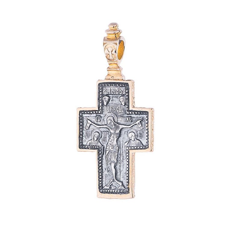 Серебряный крестик с позолотой 131642 от ювелирного магазина Оникс - 2