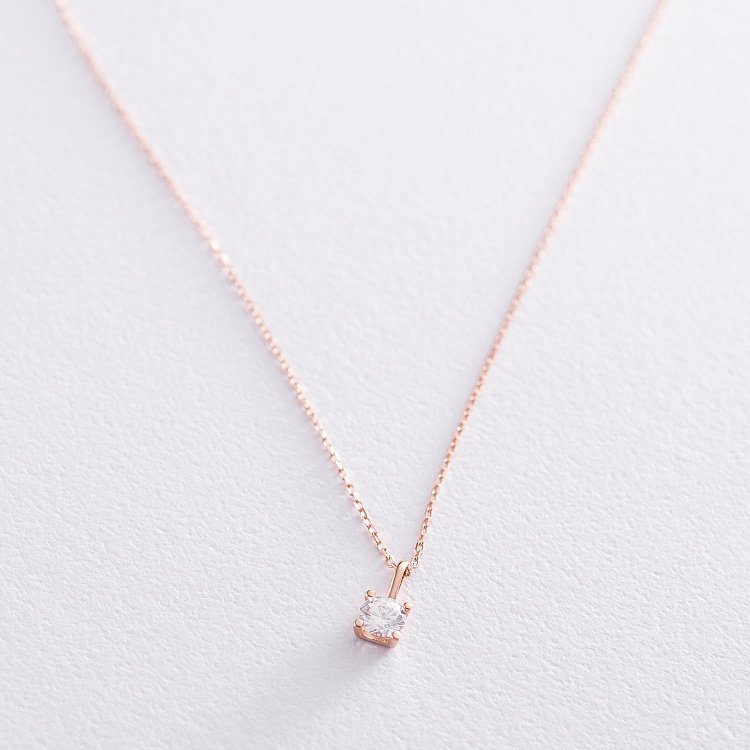 Золотое колье с фианитом кол01356 от ювелирного магазина Оникс