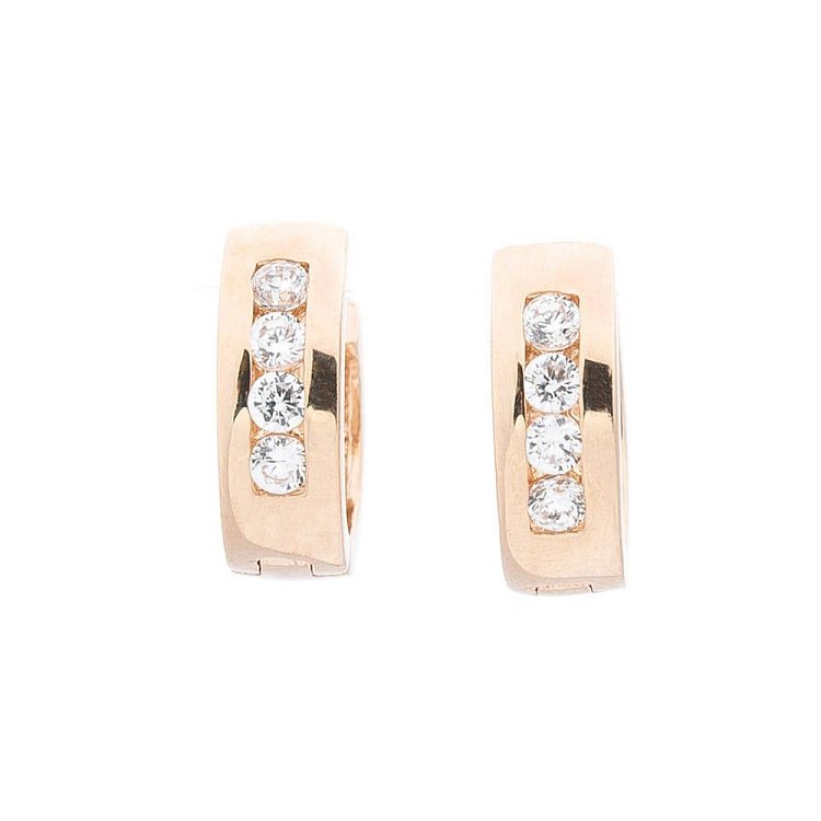 Золоті сережки-кільця з фіанітами с05321 від ювелірного магазину Онікс - 1