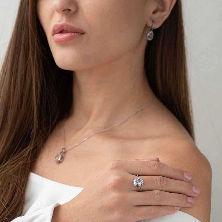 Золотий кулон (кварц, діамант) LDP0321-p від ювелірного магазину Онікс - 2