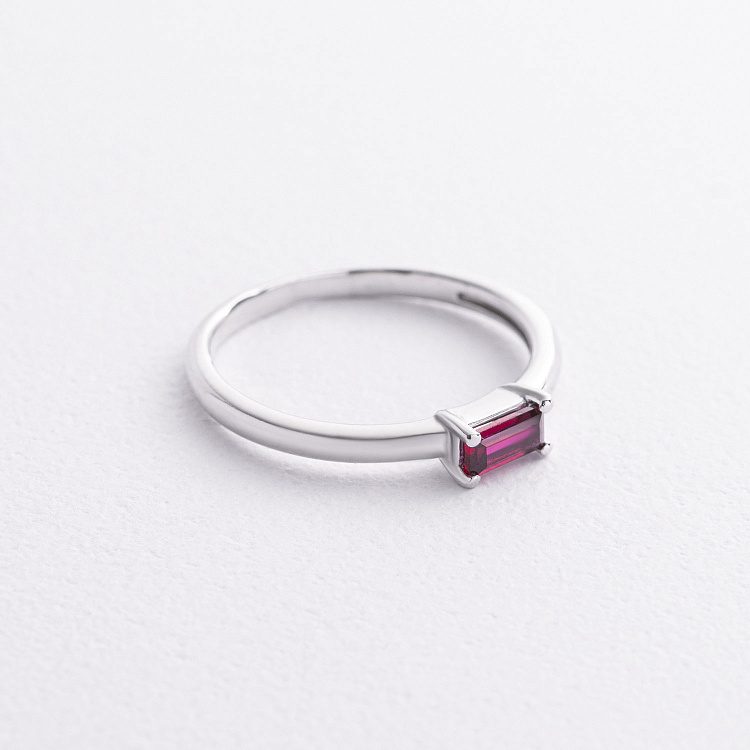 Срібна каблучка з синтетичним рубіном 1923/1р-HRUB від ювелірного магазину Онікс - 1