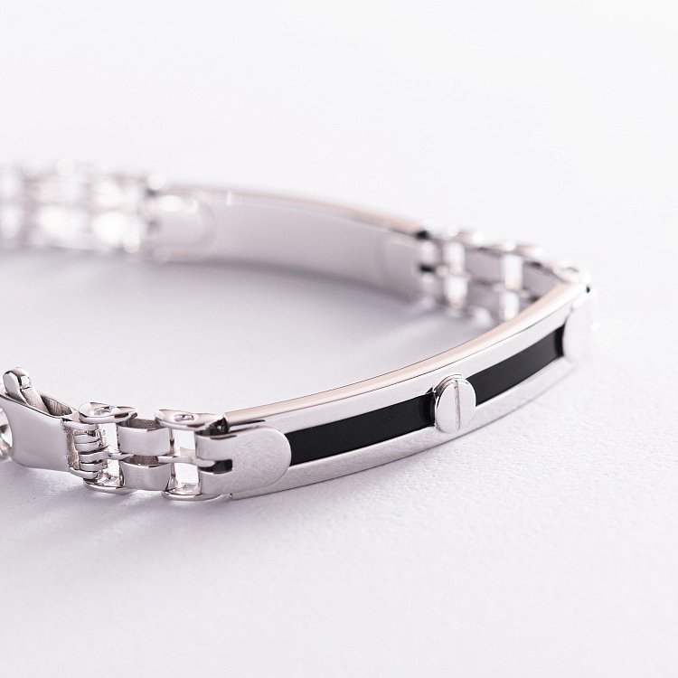 Мужской браслет в белом золоте (оникс) б05010 от ювелирного магазина Оникс - 2