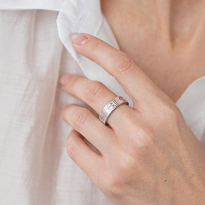 Кольцо "Love" в белом золоте к08423 №2