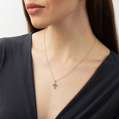 Золотой крестик с бриллиантами пб0119са №4