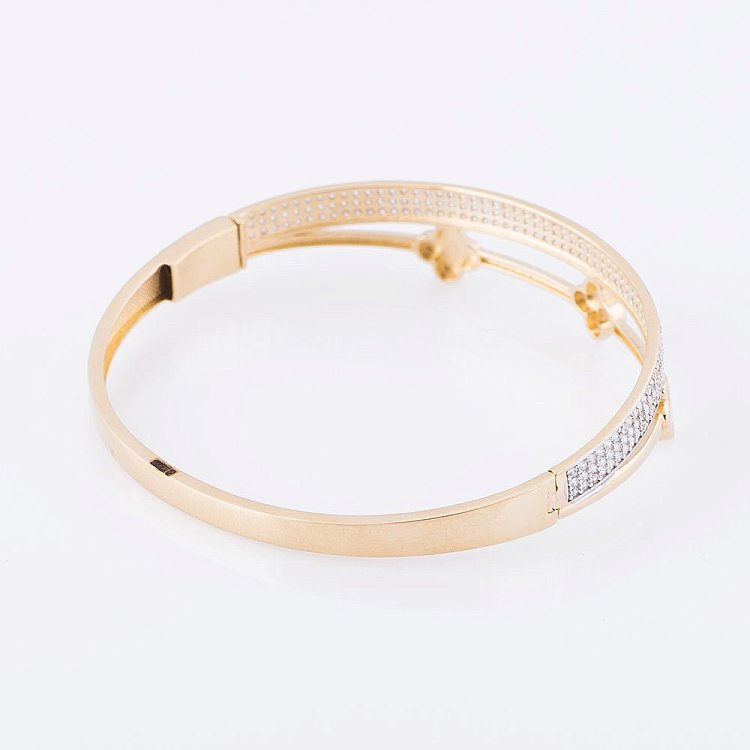 Золотий жіночий браслет "Конюшина" (фіаніти) б02554 від ювелірного магазину Онікс - 1