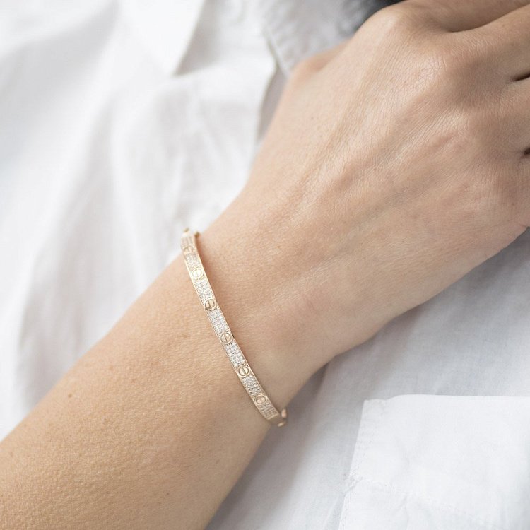 Золотий браслет "Гвоздик" (фіаніти) б03797 від ювелірного магазину Онікс - 2