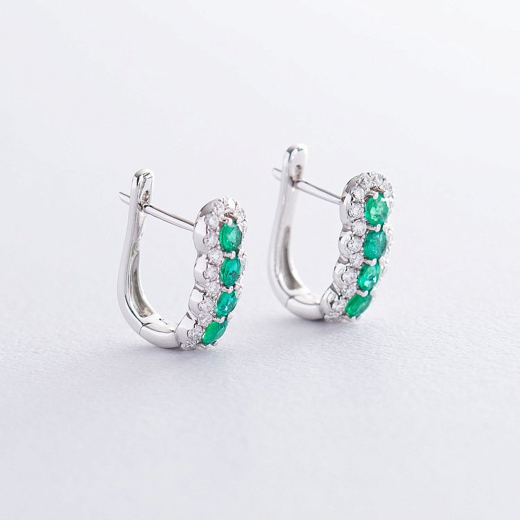 Золоті сережки з смарагдами і діамантами MR14882Egm від ювелірного магазину Онікс