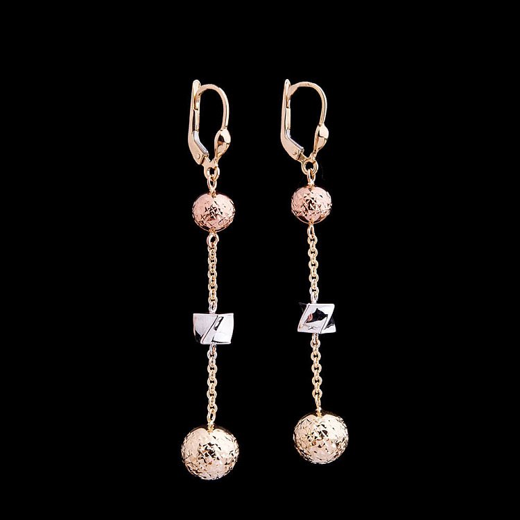 Золотые серьги "Шарики" с03831 от ювелирного магазина Оникс - 3