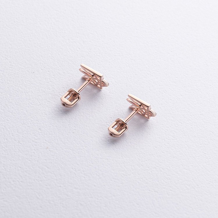 Золоті сережки - пусети "Герб України - Тризуб" с02839 від ювелірного магазину Онікс - 2