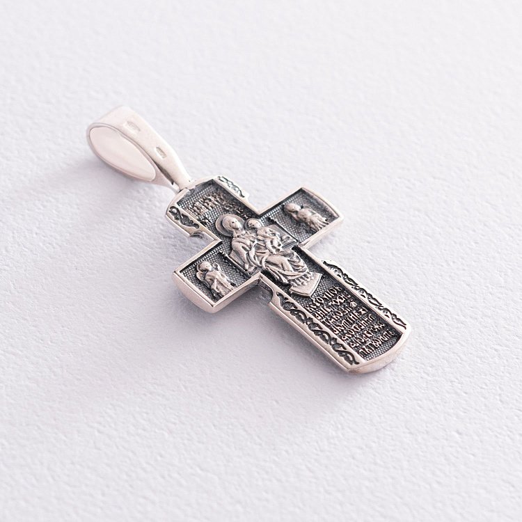 Срібний православний хрестик "Розп'яття Христове. Деісус. Ікона Божої Матері "Всецариця". Вмч. Пантелеймон" 133098 від ювелірного магазину Онікс - 4