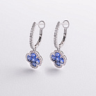 Золотые серьги "Клевер" (бриллианты, сапфиры) сб0553mi от ювелирного магазина Оникс