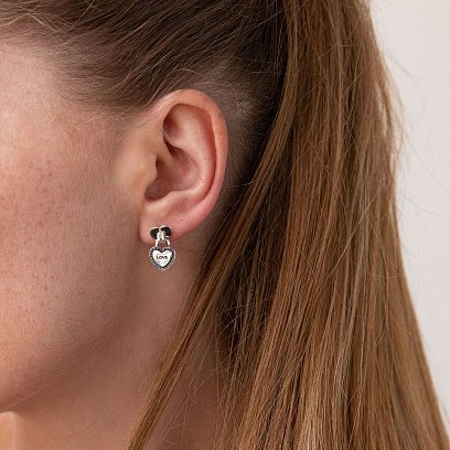 Серебряные серьги - пусеты "Замочек - сердце" 123045 №2