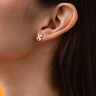 Золоті сережки - пусети "Конюшина" с06453 №4