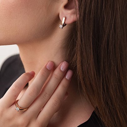 Золотые серьги с фианитами с03602 №5