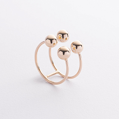 Подвійна каблучка "Кульки" у жовтому золоті к08292