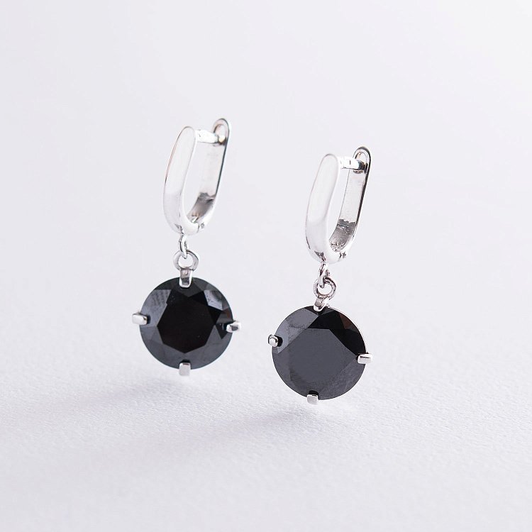 Золоті сережки "Захоплення" (чорні фіаніти) с05286 від ювелірного магазину Онікс