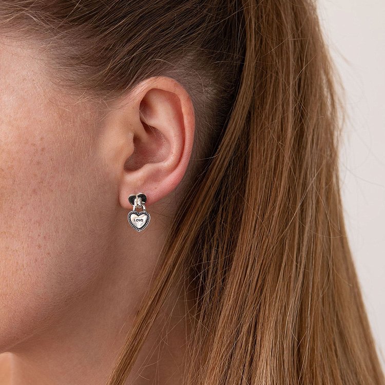 Серебряные серьги - пусеты "Замочек - сердце" 123045 от ювелирного магазина Оникс - 1