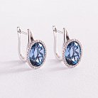 Золоті сережки з топазом Лондон блакитний і діамантами с656А1 от ювелирного магазина Оникс