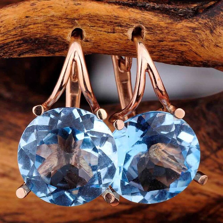 Золотые серьги с голубым топазом с00911 от ювелирного магазина Оникс - 2