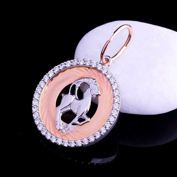 Подвеска "Знаки зодиака - Козерог" с фианитами п01702кз от ювелирного магазина Оникс