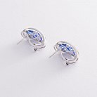 Золоті сережки з синіми сапфірами і діамантами doubs927 от ювелирного магазина Оникс - 2