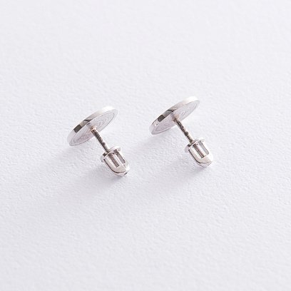 Серьги-пусеты "Древо" в белом золоте с06705 №3