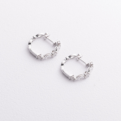 Золотые серьги - кольца с бриллиантами сб0657ri №2