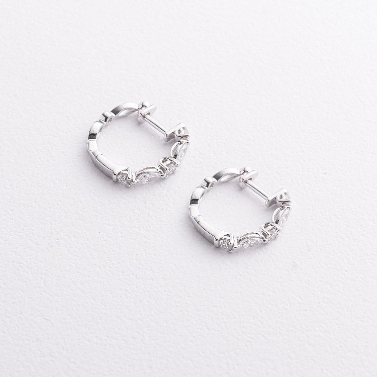 Золотые серьги - кольца с бриллиантами сб0657ri от ювелирного магазина Оникс - 1