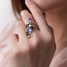 Золотое кольцо (бриллианты, альмандин, аметист, топаз голубой, аквамарин, пироп, цитрин, хризолит)  к661A1 от ювелирного магазина Оникс - 1