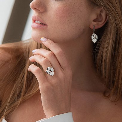 Серебряные серьги "Клевер" 122928 №2