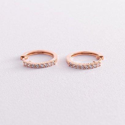 Золота сережки - кільця з фіанітами с07713 №3