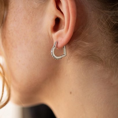Серебряные серьги "Сердечки" с фианитами OR111550 №2