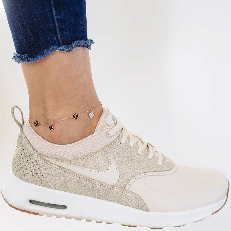 Золотий браслет на ногу "Конюшина" (емаль) б01876 від ювелірного магазину Онікс - 3