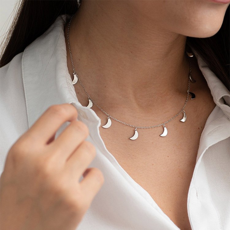 Серебряное колье "Луна" (9 шт) 18930 от ювелирного магазина Оникс - 3