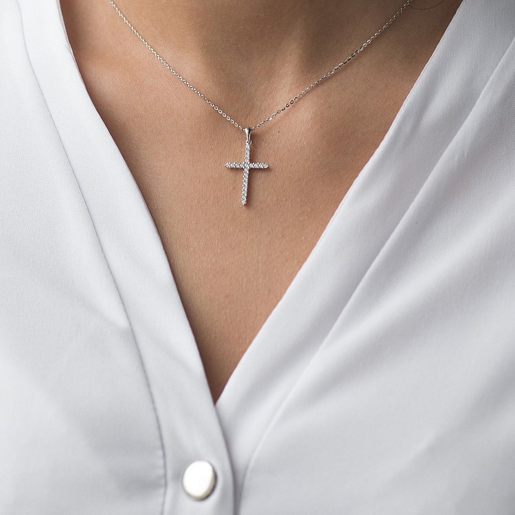 Золотой крестик (бриллиант) пб0185ri от ювелирного магазина Оникс - 1