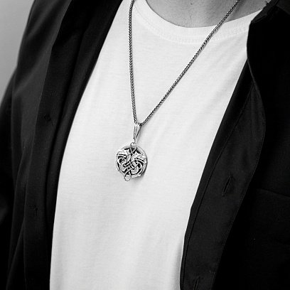 Серебряный кулон "Волки Рода" с деревом 088 №2