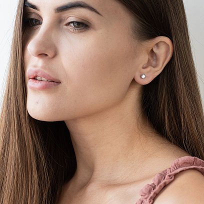 Золоті сережки-пусети з фіанітами (0.5 см) с07016 №2