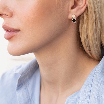 Серьги "Совершенство" в красном золоте с07823 №3