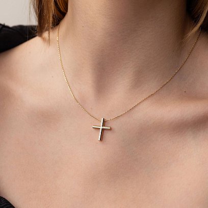 Кольє з хрестиком у жовтому золоті кол02355 №5