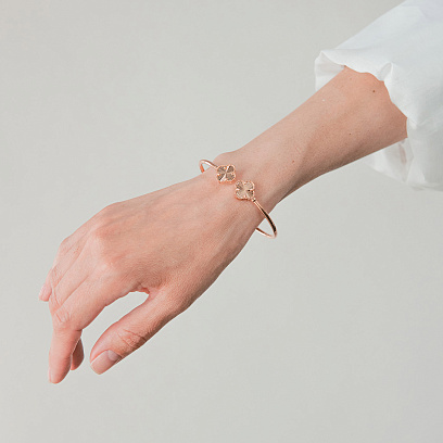 Жесткий браслет "Клевер" в красном золоте б05589 №2