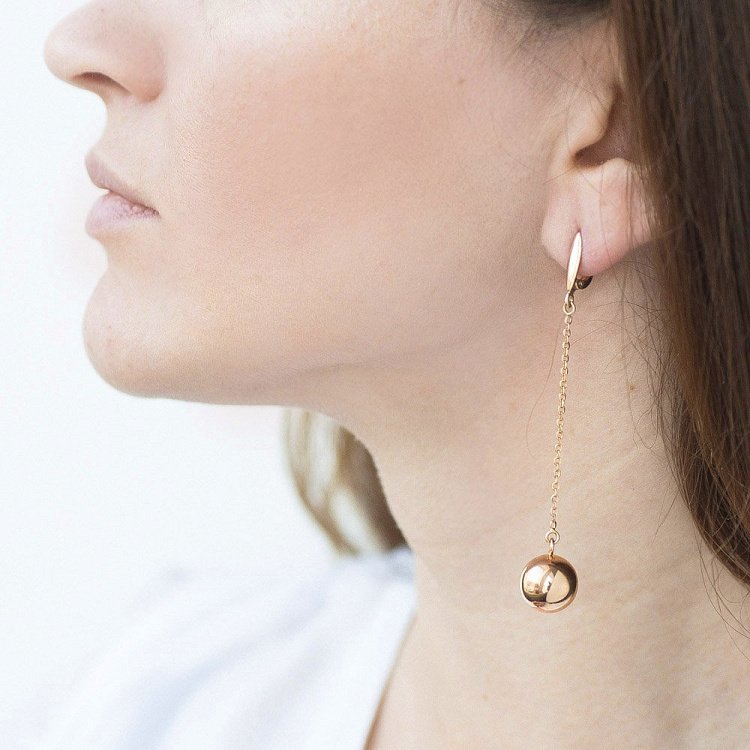 Золотые серьги "Шарики" с00871 от ювелирного магазина Оникс - 1