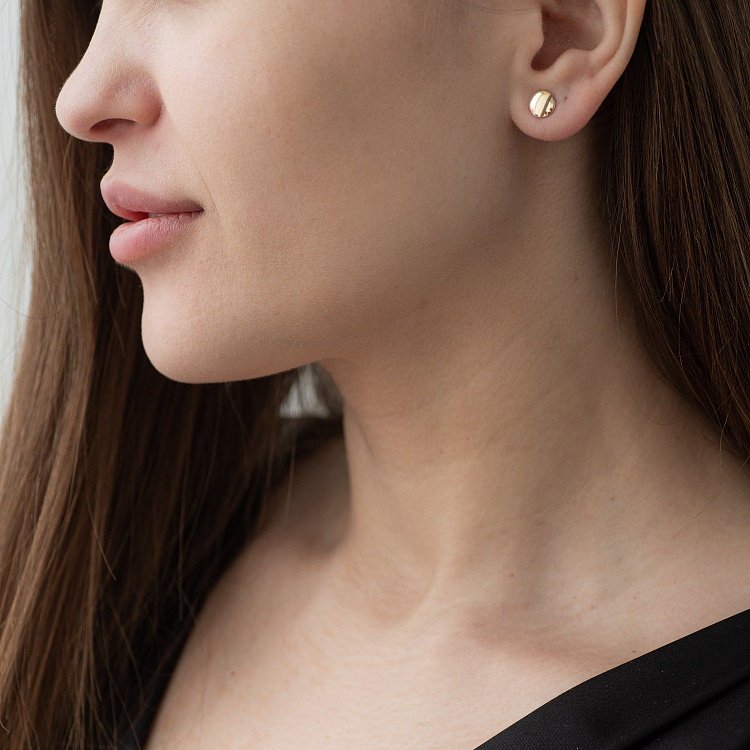 Серьги-пусеты с желтого золота с05447 от ювелирного магазина Оникс - 3