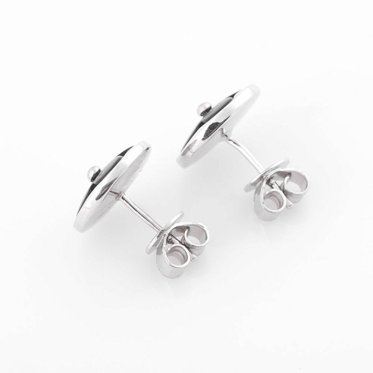 Серьги "Клевер" с ониксом 122059 от ювелирного магазина Оникс - 1